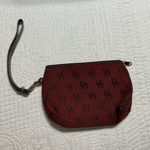 EUC Dooney & Bourke red monogram canvas zip case with a key holder